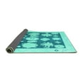 thumbnail image 2 of Ahgly Company Indoor Square Oriental Turquoise Blue Traditional Area Rugs, 5' Square, 2 of 4