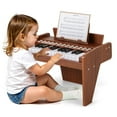 thumbnail image 1 of Costway 25 Keys Digital Piano with Music Stand,Teaching Mode,Lighted Keys, Adjustable Speed Brown, 1 of 10