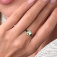 thumbnail image 4 of Gem Stone King 10K White Gold Green Prasiolite and Black Onyx 3 Stone Engagement Ring for Women (1.66 Cttw, Cushion 7MM, Gemstone Birthstone, Size 7), 4 of 6