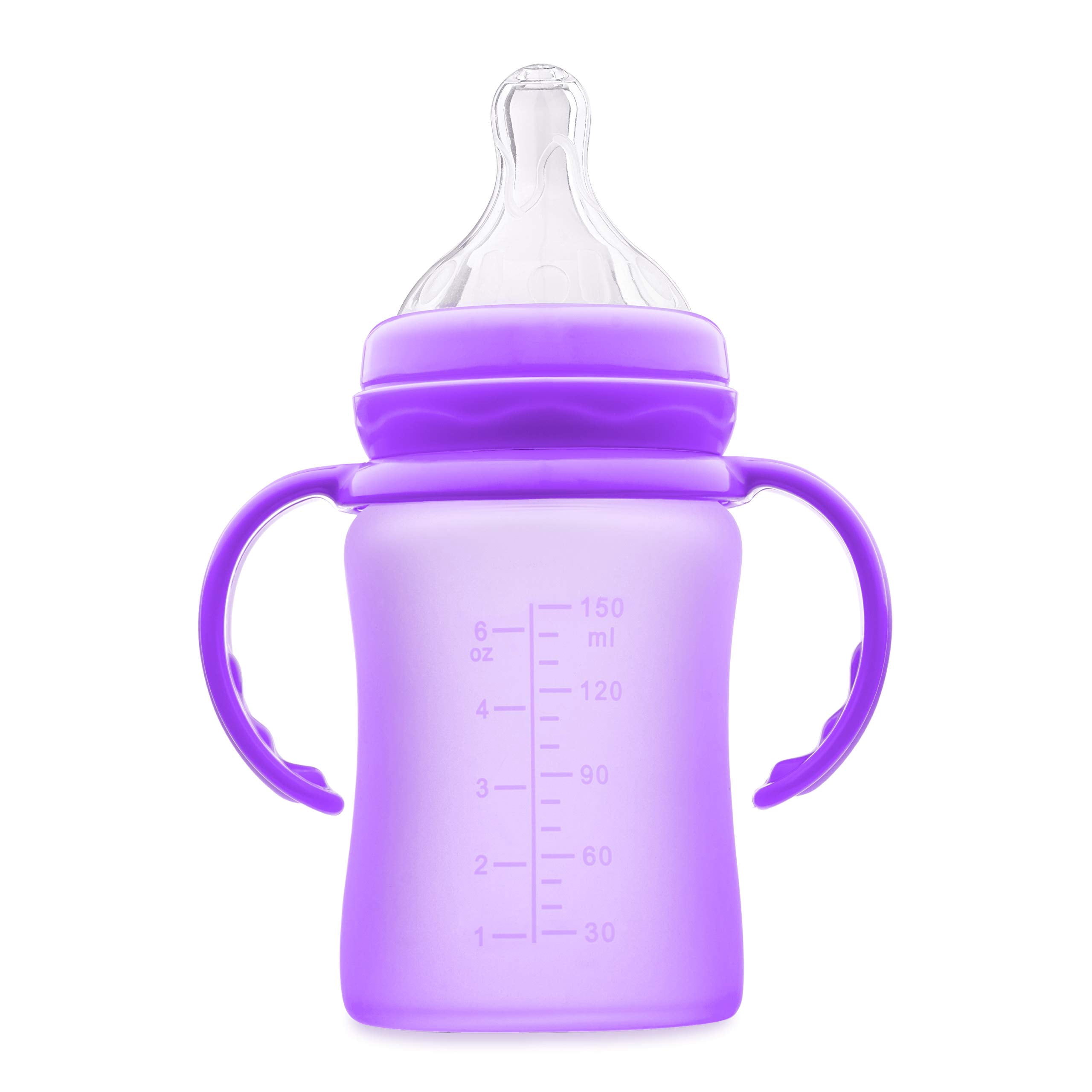 Hamarue Glass Sippy Cups for Toddlers | Silicone Coated Baby Bottles | Transition Straw Cup