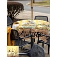 thumbnail image 5 of Outdoor Tablecloth with Umbrella Hole for Patio/Picnic/Party/Camping, Gnomes Sunflower Waterproof Table Cloth Square Cover Washable, Yellow Checkered Pastoral Botanical Wooden (54"x 54"), 5 of 8