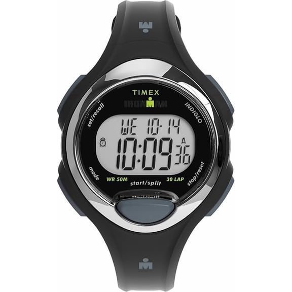 Timex 34 mm Womens Ironman E30 Watch - Black Strap Digital Dial Black Case