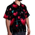 thumbnail image 2 of Valentine's Day Love ECG Men's Short Sleeve Casual Printed Button Down Beach Shirts Hawaiian Style Unisex Summer Shirt, 2 of 6