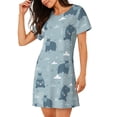 thumbnail image 3 of Lafuoo Cute Hippopotamus Pattern Women's Short-sleeved Nightdress, Knee-length Pullover Nightgown, Summer Home Wear-Large, 3 of 8