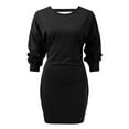 thumbnail image 3 of CAICJ98 Fall Clothes for Women 2023 Women's Chenille Sweater Dress Neck Lantern Long Sleeve Dresses Black,S, 3 of 5