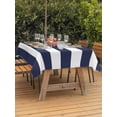 thumbnail image 3 of Outdoor Table Cloth with Umbrella Hole and Zipper, Blue Stripes Waterproof Rectangle Tablecloth 54"x80", Simple Blue White Texture Washable Table Cover for Outside Party Patio Picnic, 3 of 8