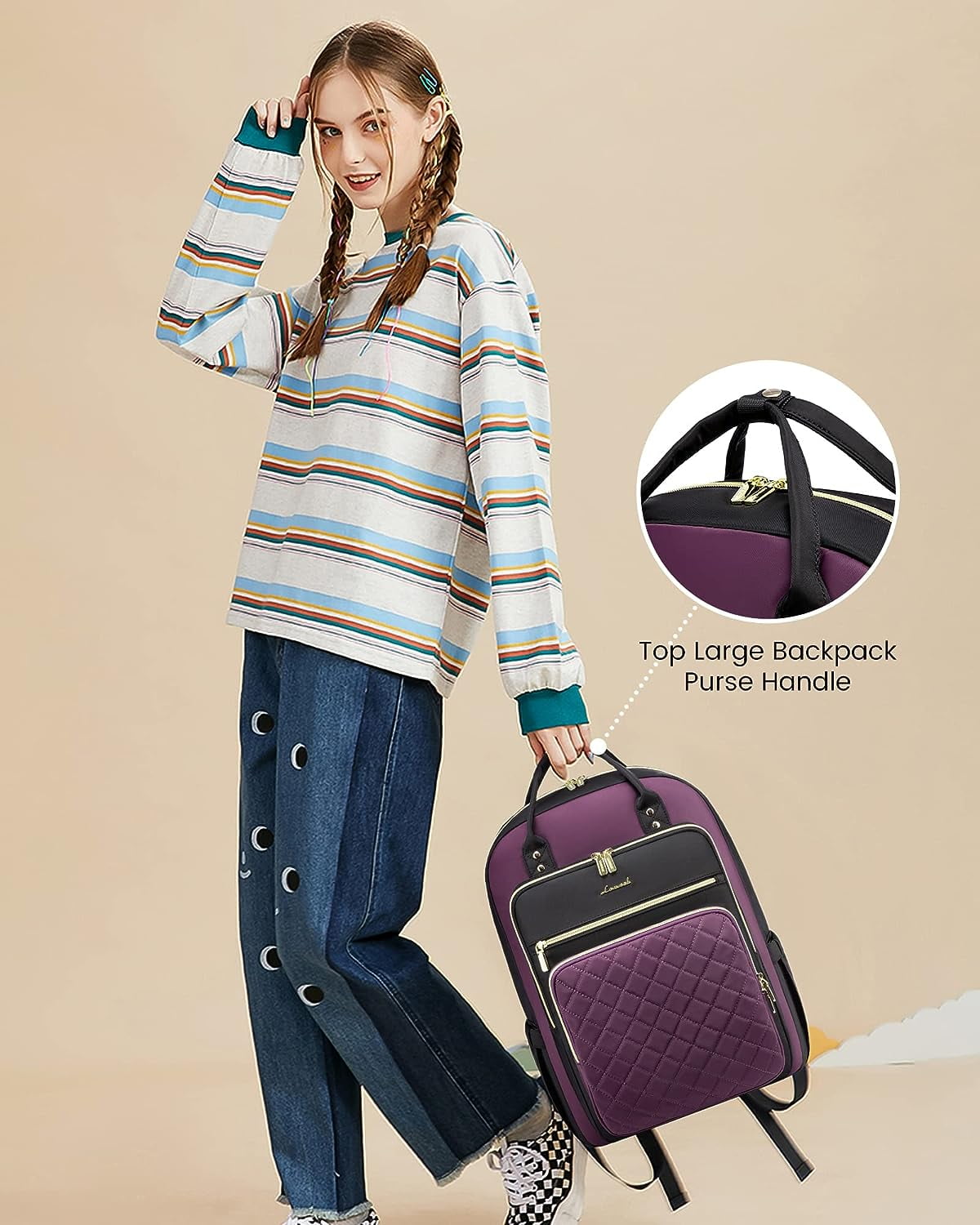 Lovevook Laptop Backpack Purses for Women,Nurse Teacher College Work Study Commuter Bag with 15.6 inch Laptop Compartment,Lightweight Travel Casual Daypacks With USB Port