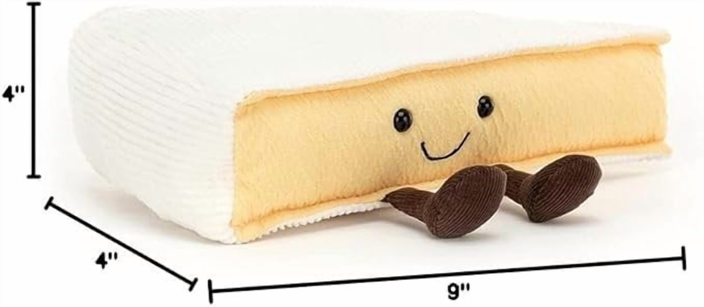 Jellycat, Amuseables Brie Cheese Plush, 9x4 inches, Soft Toy