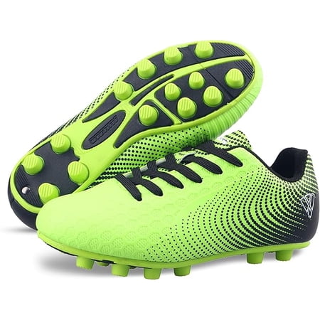 Vizari USA Stealth Firm Ground Soccer Cleats for Kids – Durable, Lightweight Athletic Shoes for Boys and Girls, Green/Black, 4.5