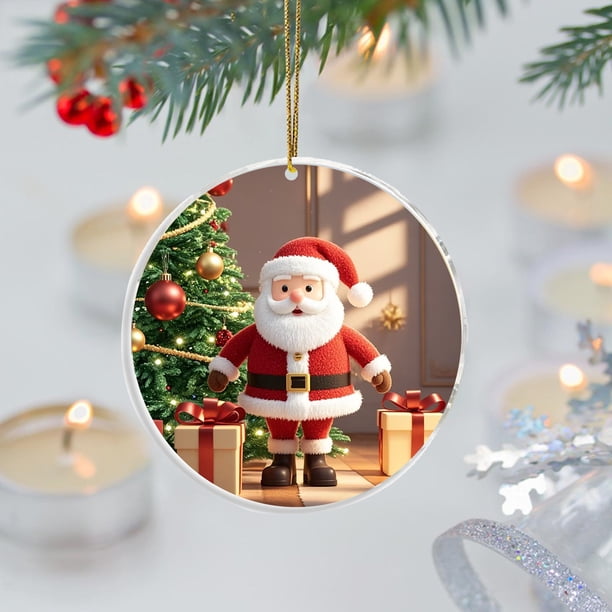 Adorno navideño | Decoración colgante de Papá Noel para árbol, corona y hogar | Colgante navideño de acrílico para chimenea, coche y decoración de fiestas | Regalo para familiares y amigos