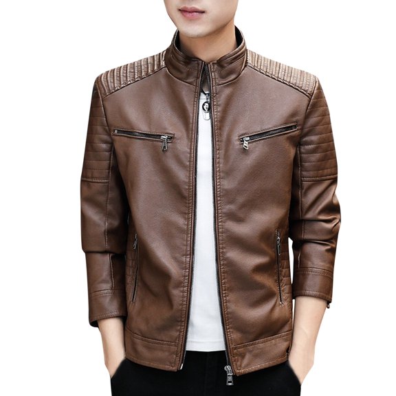 Vedolay Jackets for Men Thick Long Sleeve Blazer Jacket Loose Men Outerwear Coffee,L