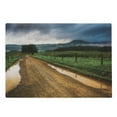 thumbnail image 1 of Appalachian Cutting Board, Foggy Morning Photo Puddles on Dirt Road at Cade's Cove Smoky Mountains, Decorative Tempered Glass Cutting and Serving Board, in 3 Sizes, by Ambesonne, 1 of 2