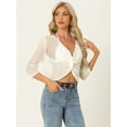 thumbnail image 4 of Unique Hauts à Col en V Torsadé pour Femmes Manches Longues Pull Creux Crop Top Blanc S, 4 of 6