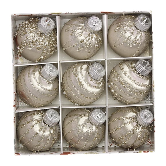 9 piezas de bolas navideñas decorativas para el hogar hechas a mano con purpurina navideña Beige
