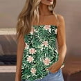 thumbnail image 2 of Womens Short Sleeve Tops, Summer Tube Cute Sexy Off Shoulder Floral Sleeveless Elastic Tunic Smocked Tops Plus Size For Women 3/4 Length Tops See Through Tops Tunic Tops (S, Dark Green) ZMTing, 2 of 4