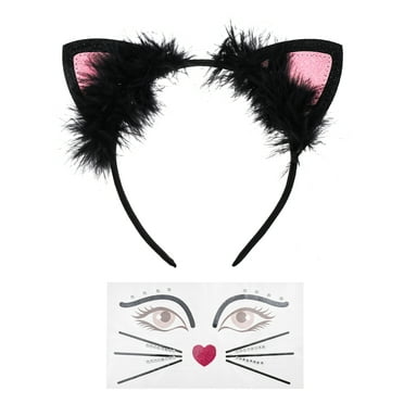 Way to Celebrate Halloween Cat Headband with Temporary Tattoo Set, 2 Pieces