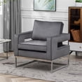 thumbnail image 2 of Pemberly Row Modern Accent Chair with Silver Frame in Gray Fabric, 2 of 9