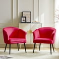 thumbnail image 6 of 14 Karat Home Velvet Accent Chair Upholstered Armchair Set of 2 for Living Room, Fuchsia, 6 of 7