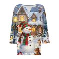 thumbnail image 4 of Jsaierl Christmas Shirts for Women Plus Size Snowman Print Tees Classic Cotton Button V Neck T-shirt 3/4 Sleeve Xmas Blouse Tops S-3XL, 4 of 5