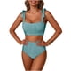 thumbnail image 2 of Trajes de baño para mujer, traje de baño de bikini de tirantes sin espalda de color liso para mujer, conjunto de bikini con bloques de color y hombros descubiertos, trajes de baño para mujer, trajes d, 2 of 6