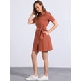 thumbnail image 3 of DARING DIVA Collared Short Sleeve Pocket Belt Button up Shirt Dress XL Burnt Orange, 3 of 5