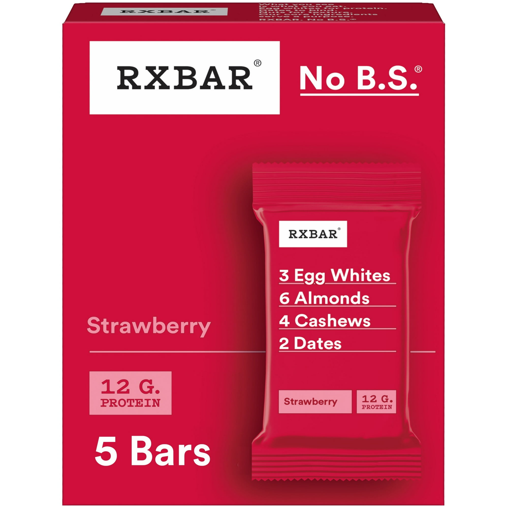 RXBAR, Strawberry Gluten-Free Protein Bars, 5 Count