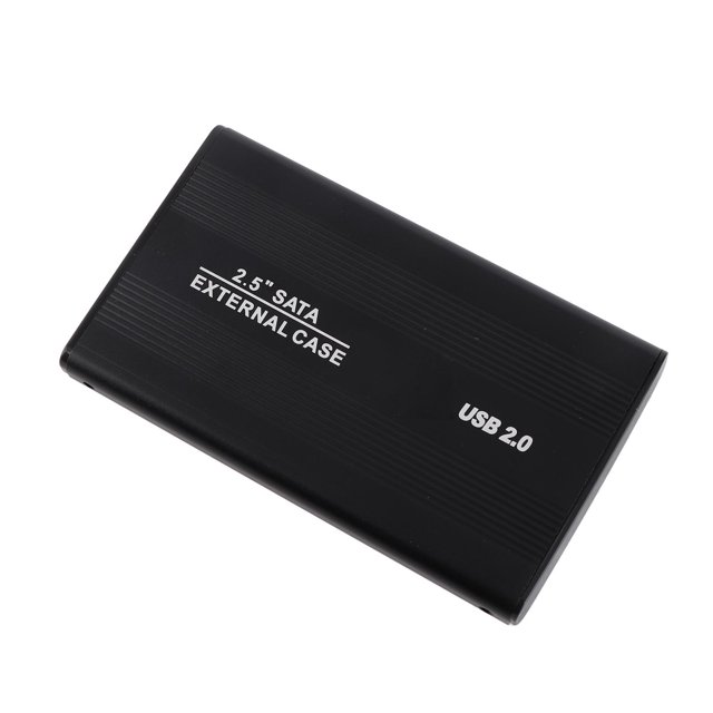 Boîtier USB2.0 Portable pour Disque Dur, Boîtier HDD Externe 2,5 Pouces, Boîtier USB2.0 en Alliage d'Aluminium, Noir, Disque Dur Non Inclus