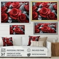 thumbnail image 4 of Designart "Red Grey Rose magic Beauty" Floral Floater Framed Wall Art Living Room, 4 of 7