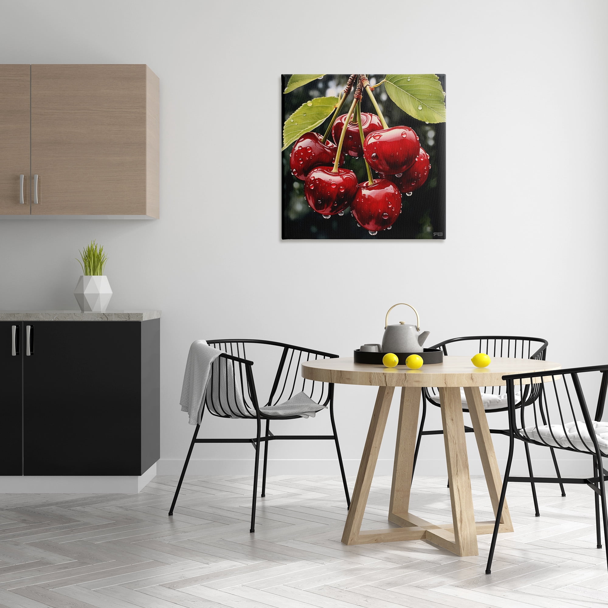 Stupell Industries Cherries with Water Droplets Food & Beverage Painting Gallery Wrapped Canvas Art Print Wall Art, 30 x 30