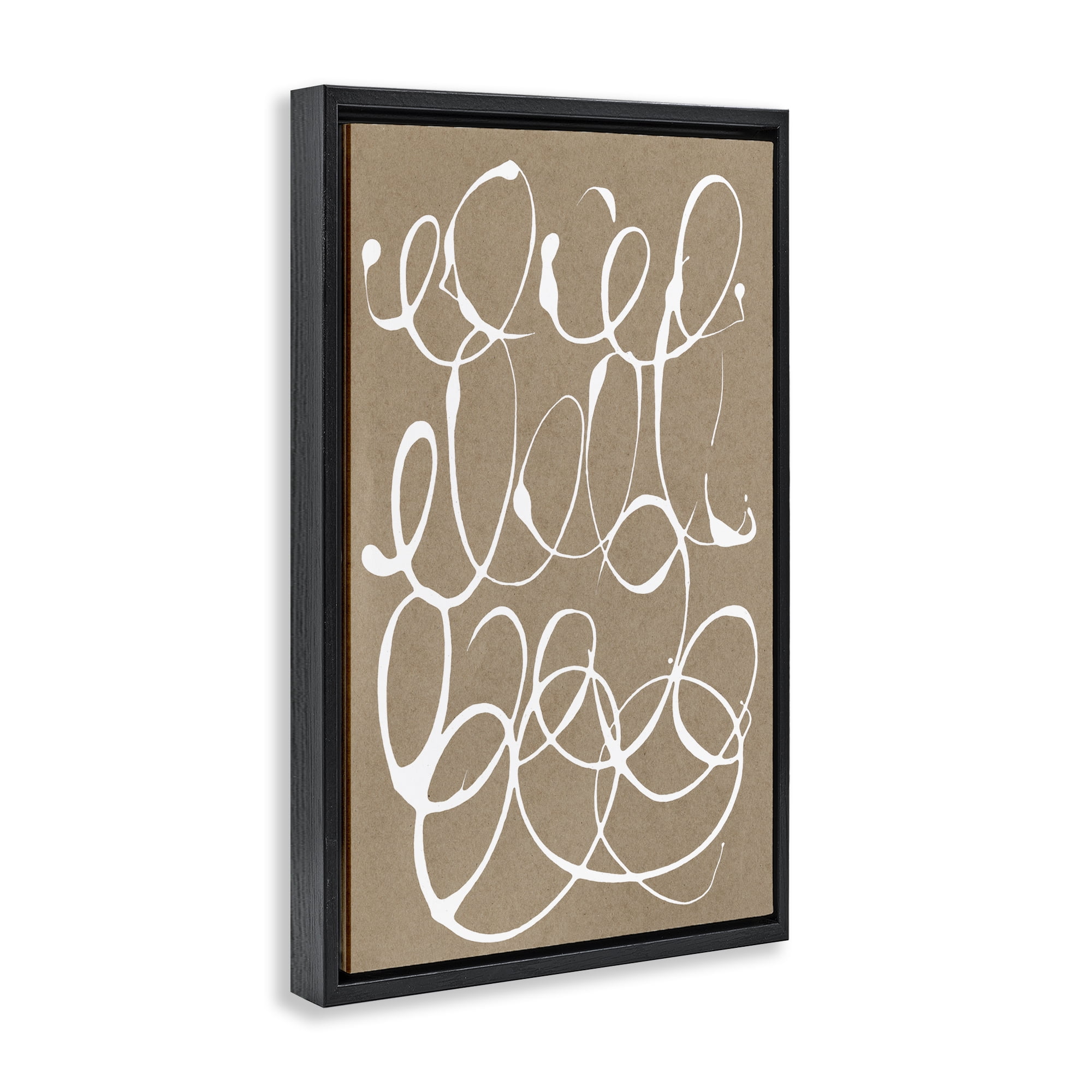 Stupell Industries Scribbled Taupe Circles Black Framed Floater Canvas Wall Art, design by Susan Bryant