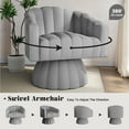 thumbnail image 5 of Apicizonhome 360-degree Rotating Velvet Chair, Soft Cushion Round Barrel Luxurious Lounge Chair, Plush Velvet Fabric Chair, for Living Room, Bedroom, Office, Light gray, 5 of 9