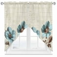thumbnail image 2 of Victorian Style Swag Curtain Valance for Windows, Blue Retro Poppy Flower Plant Window Treatments Short Swag Topper for Kitchen Windows Bathroom Bedroom, 36"x36", 2 of 8