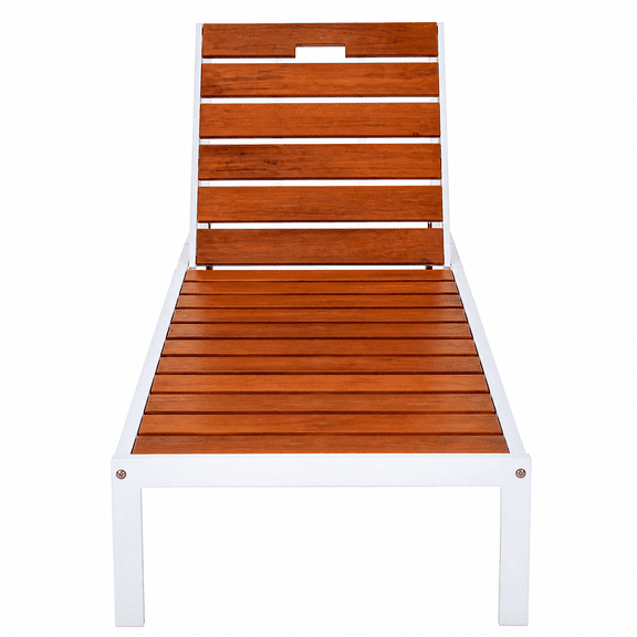Outdoor Chaise Lounges Pool Lounge Chairs Outdoor Daybed Recliner with Adjustable Backrest for Patio, Poolside or Beach, White Brown