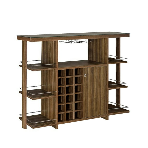 Benjara Sturdy Modern Bar Unit with Wine Bottle Storage