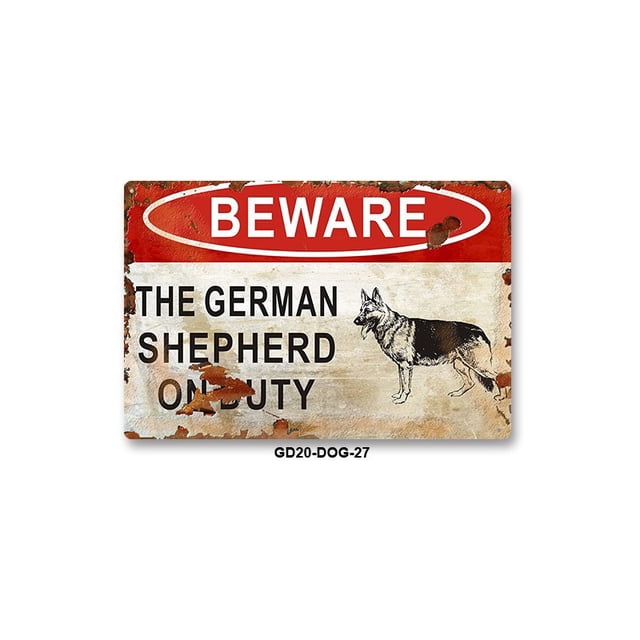 Vinilo de PVC Warning Sign Bear German Shepherd on Duty, 10 unidades