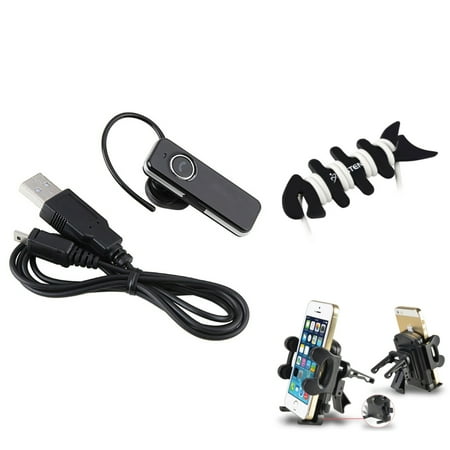 Insten Bluetooth Headset + Car Air Vent Holder Mount + Wrap For iPhone 6 Plus / 6S Plus 5.5" 4.7" 5 5G 5S 5C 4 4S 3G 3GS