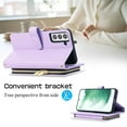 thumbnail image 5 of SaniMore for Samsung Galaxy S23 FE Buisness Case, Zipper Purse [Card Holders] Magnetic Clasp Kickstand Wrist/Crossbody Chain Lanyard PU Leather Wear-resistant Full Body Protective Wallet Shell, Purple, 5 of 10