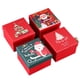 thumbnail image 1 of Caja de regalo navideña de cartón rojo de 15 x 15 x 10 cm con tapa, 4 unidades, 1 of 2