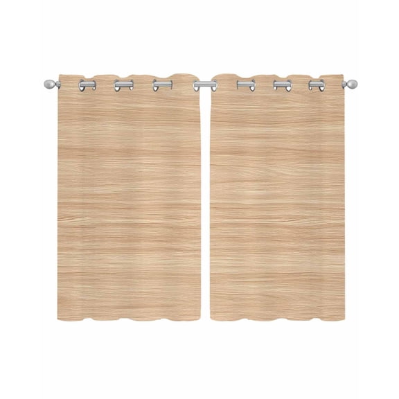 Brown Wood Grain Sheer Curtains 39 Inch Length 2 Panels Set for Living Room/Bedroom, Retro Western Farmhouse Wooden Board Kitchen Curtains Grommet Semi-Sheer Curtains Window Treatments 27.5"x39"x2