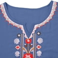 thumbnail image 5 of Vinsonshop Women Cotton Linen Embroidered Tops Beach Shirts Retro Embroidered Boho Embroidered Blouses Linen Embroidered Boho Peasant Elbow Sleeve Tunic Tops Womens Shirts Casual (M-3XL), 5 of 8