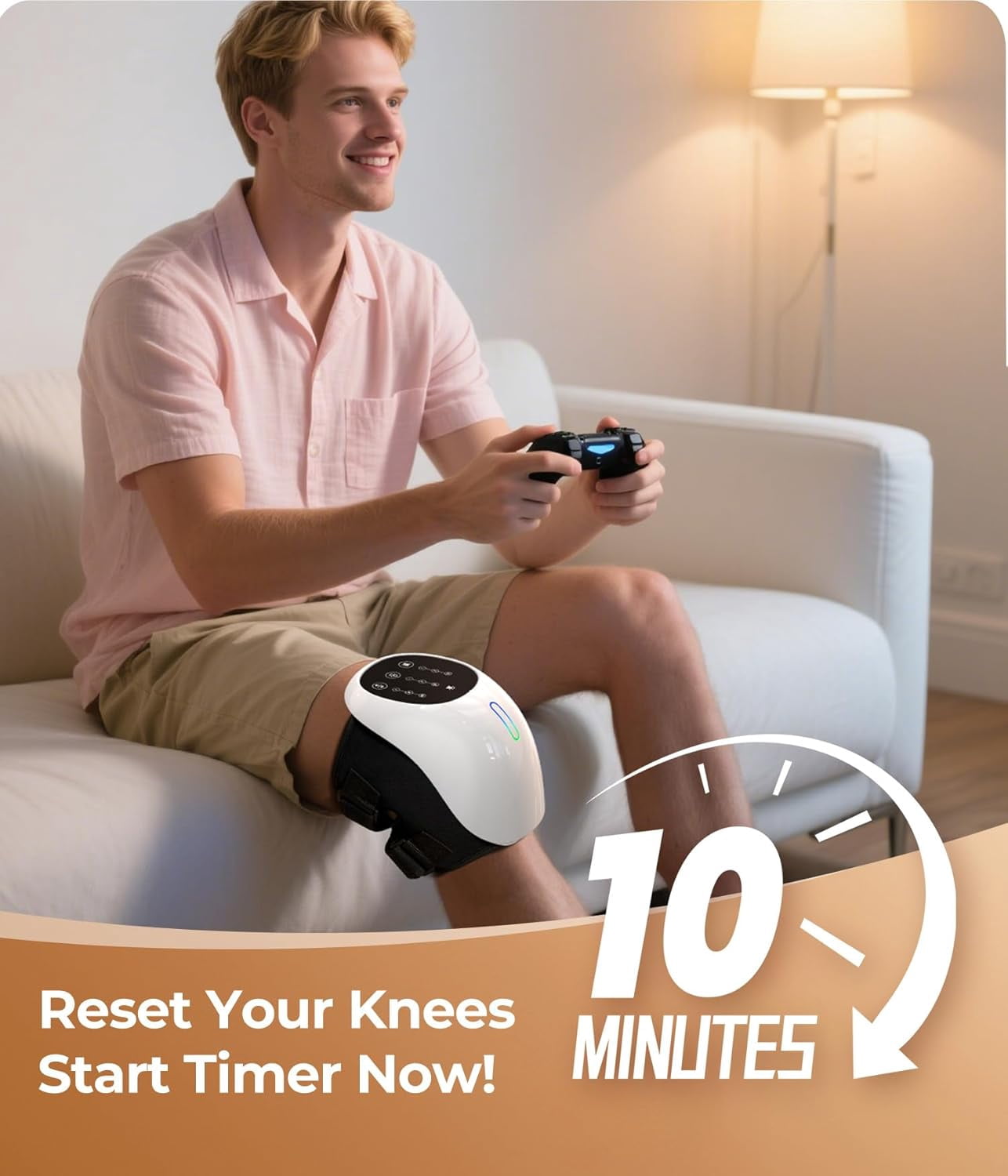 360° Comfort Knee Wrap with Soothing Heat, Kneading Massage, and Red Light