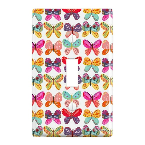 Colorful Butterflies Plastic Wall Decor Toggle Light Switch Plate Cover