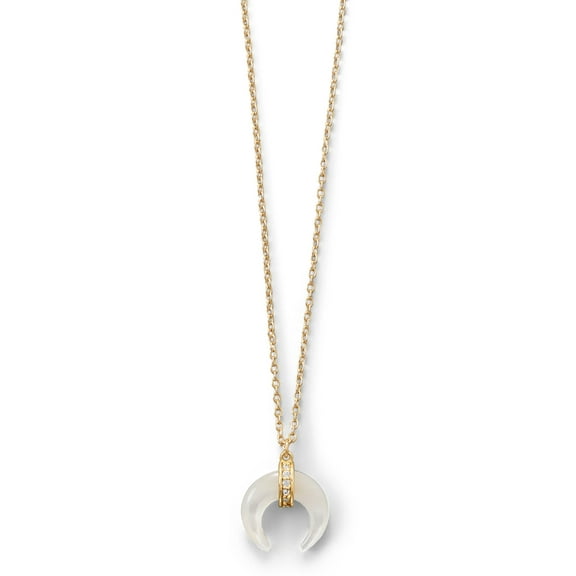 Naja Crescent Necklace Mother of Pearl Cubic Zirconia 14k Gold-plated Silver