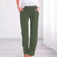 thumbnail image 5 of Bovemsi Casual Pants for Women Womens Daily Elastic Waist Straight Solid Color Loose Long Corduroy Trousers Beach Trousers with Pockets, 5 of 9