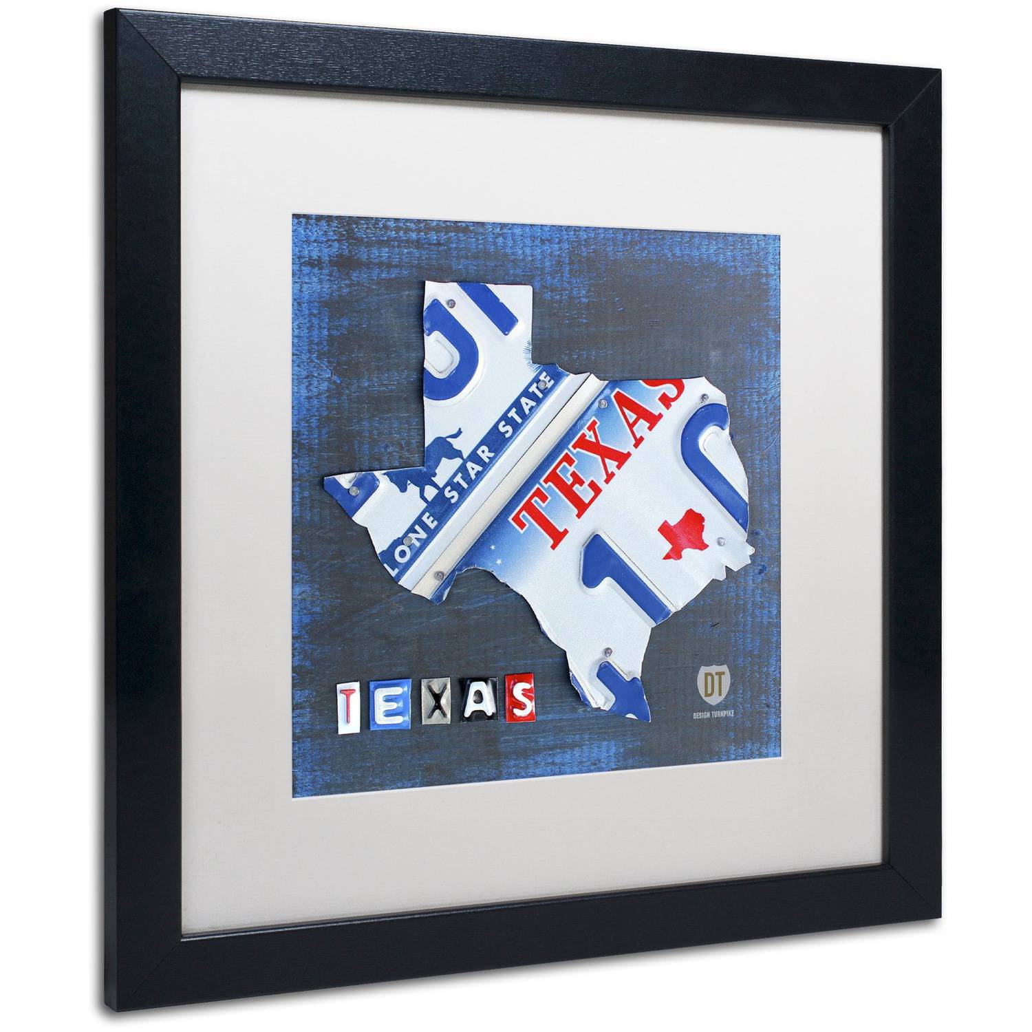 Trademark Fine Art 'Texas License Plate Map' Canvas Art by Design Turnpike, White Matte, Black Frame