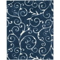 thumbnail image 3 of SAFAVIEH Florida Doug Floral Vines Geometric Shag Area Rug, Dark Blue/Cream, 11' x 15' - X-Large - Transitional Modern Design, Dark Blue & Cream, Non-Shedding & Easy Cleaning, Ultra Plush Thick Pile,, 3 of 12