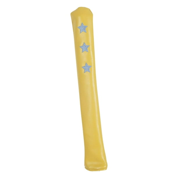 Funda de piel sintética para varilla de alineación de golf, accesorio de protección para putter con diseño de estrella. Amarillo