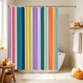 thumbnail image 4 of Colorful Striped Shower Curtain, Waterproof Shower Curtains for Bathroom, Modern Farmhouse Stripes Abstract Art Washable Fabric Bathtub Curtain Set Bath Decor with 12 Hooks 72"x78", 4 of 8