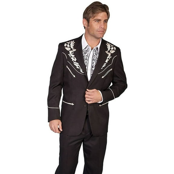 Scully Western Blazer Mens Embroidered Floral Tonal P-733