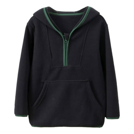 Wdgfv Boys Athletic Sweatshirt for Gym Boys Girls Winter Lined Hooded Pullover Sweatshirt Warm Cozy Kids Outerwear Black 4-5 Years